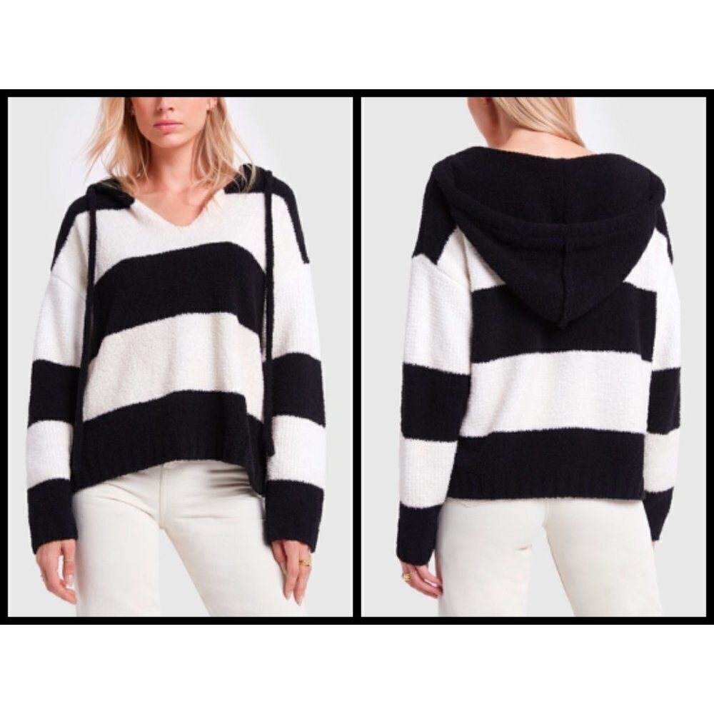 💕ATM💕 Chenille Bold Stripe Hoodie Sweatshirt